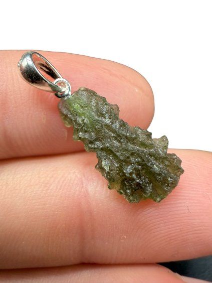 Silber Moldavit Anhänger 1g