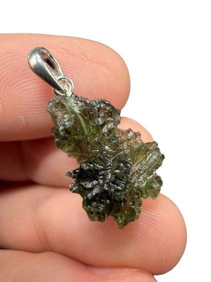 Silber Moldavit Anhänger 2,1g