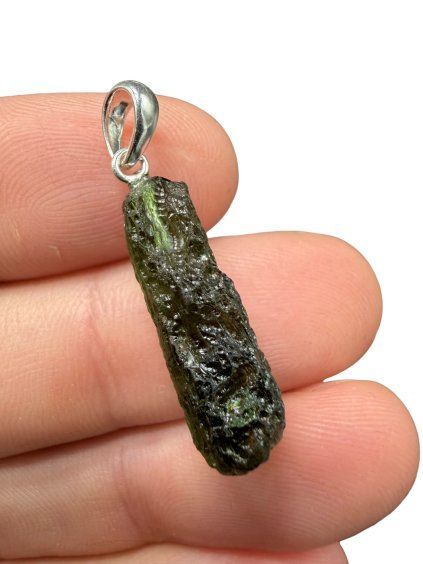 Silber Moldavit Anhänger 1,9g