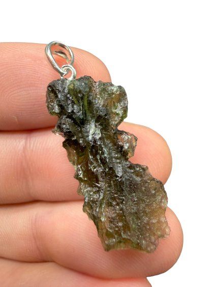Silber Moldavit Anhänger 2,6g