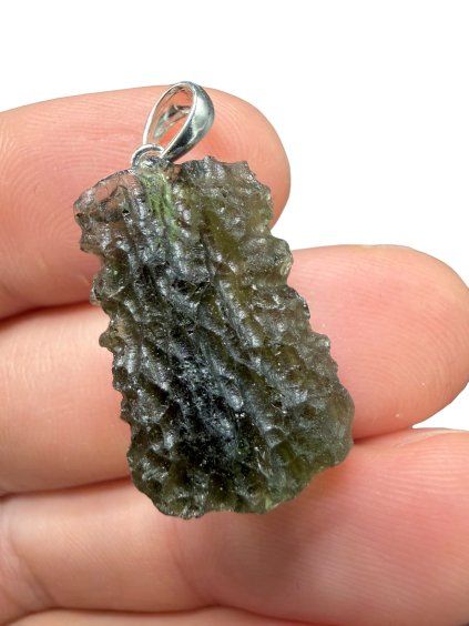 Silber Moldavit Anhänger 3,6g