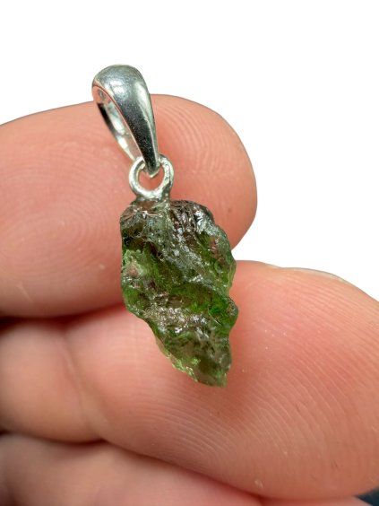 Silber Moldavit Anhänger 0,7g