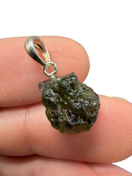 Silber Moldavit Anhänger 1,3g