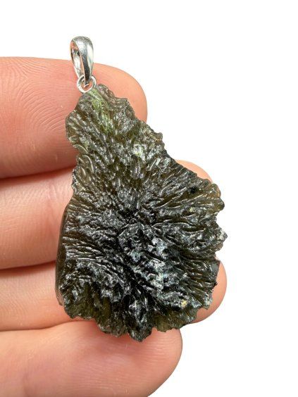 Silber Moldavit Anhänger 8,8g