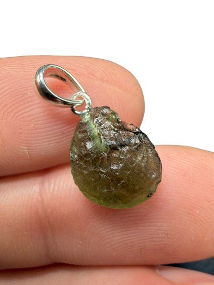 Silber Moldavit Anhänger 1g