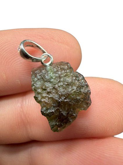 Silber Moldavit Anhänger 1,2g