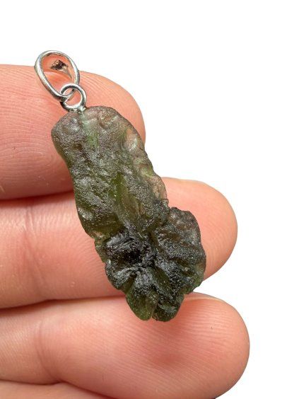 Silber Moldavit Anhänger 2,7g