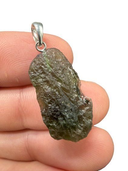 Silber Moldavit Anhänger 2,84g