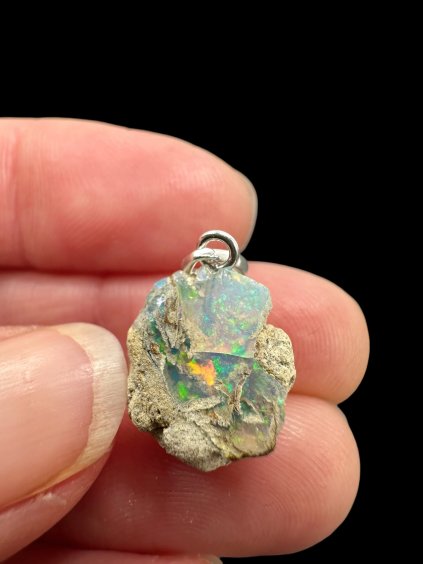 Silver precious opal pendant
