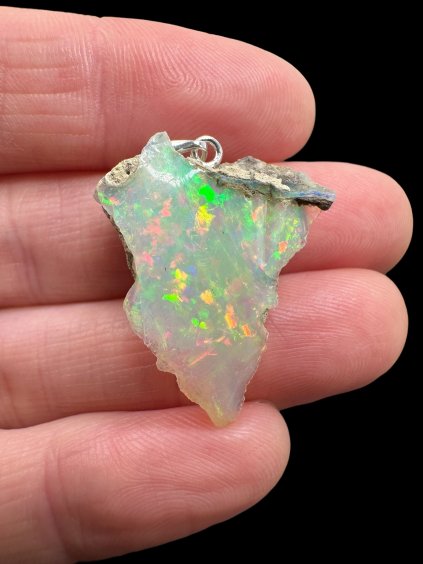 Silver precious opal pendant