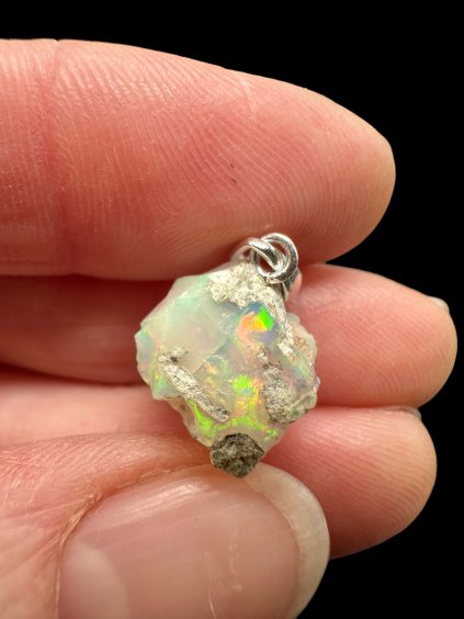 Silver precious opal pendant