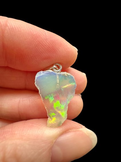 Silver precious opal pendant