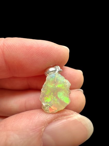 Silver precious opal pendant