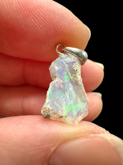 Silver precious opal pendant