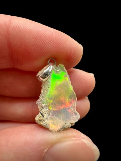 Silver precious opal pendant