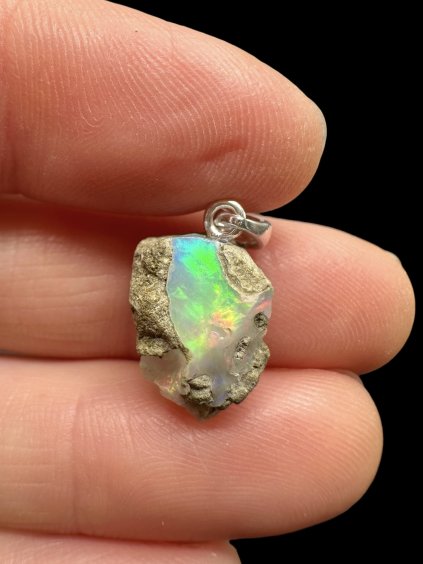 Silver precious opal pendant
