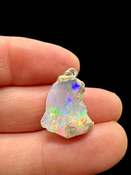 Silver precious opal pendant