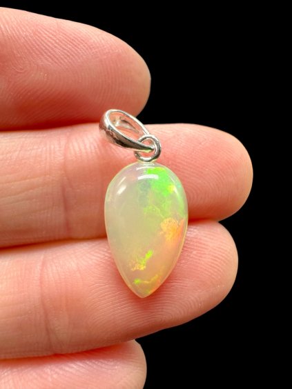 Silver faceted precious opal pendant