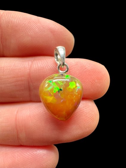 Silver faceted precious opal pendant
