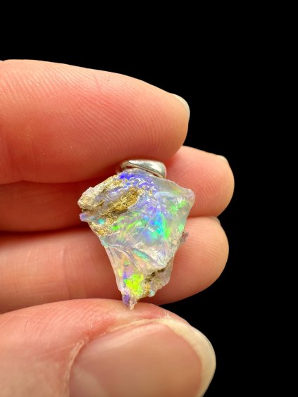 Silver precious opal pendant