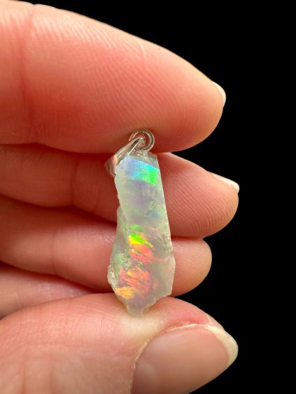 Silver precious opal pendant