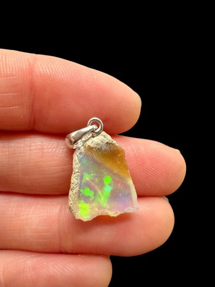 Silver precious opal pendant