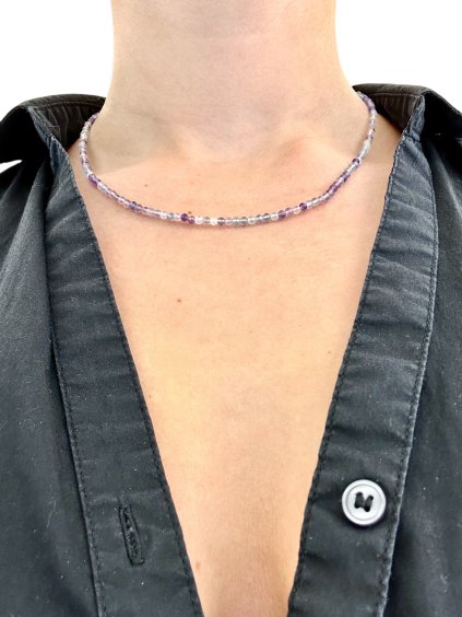 Fluorit-Halskette 3 mm – Facettierte Perlen