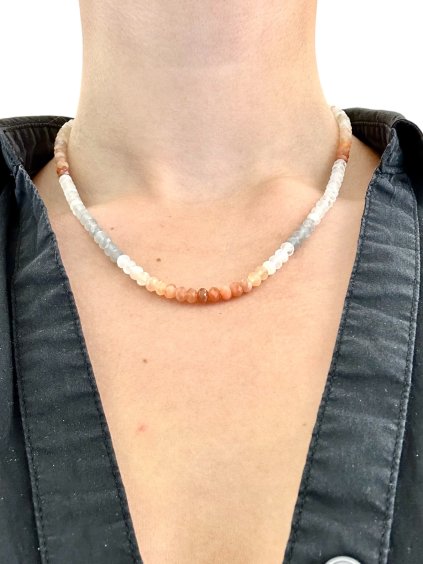 Halskette aus Mondstein 5 mm – Facettierte Perlen