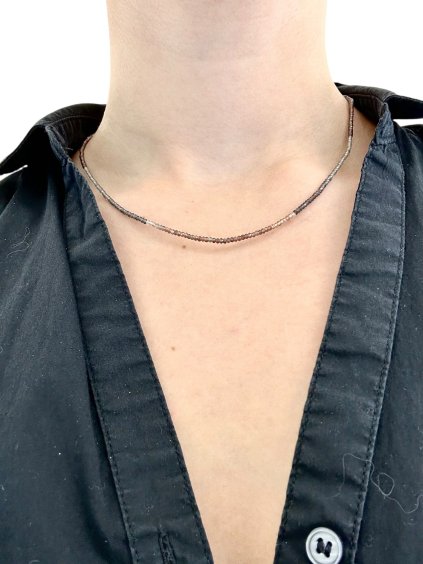 Smoky quartz necklace 45 cm (2mm)