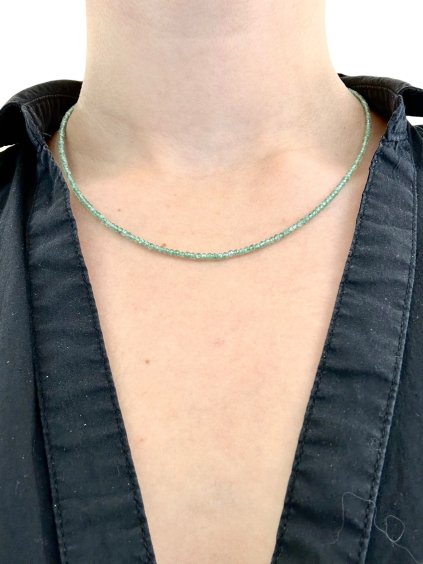 Green strawberry quartz necklace 45 cm (2mm)