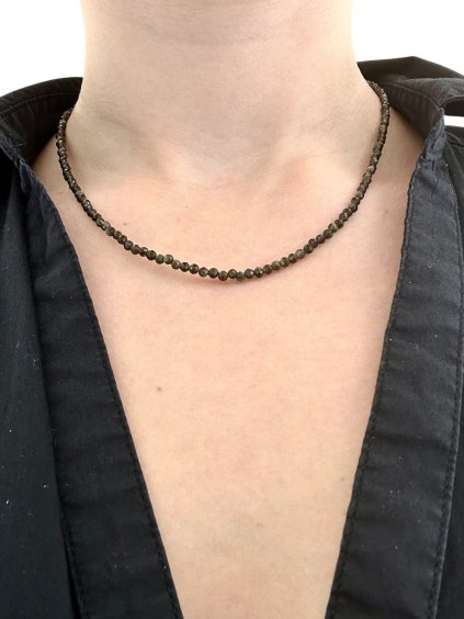 Obsidian-Halskette 3 mm – Facettierte Perlen