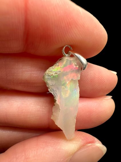 Silver precious opal pendant