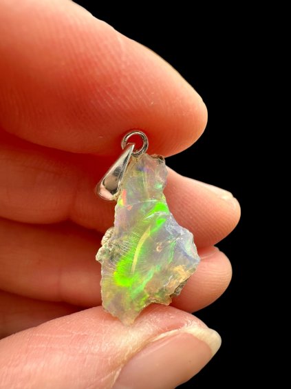 Silver precious opal pendant
