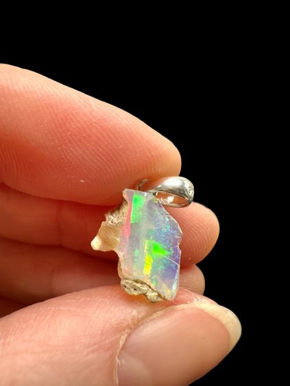 Silver precious opal pendant