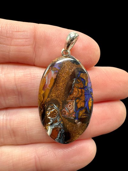 Silver pendant from Australian boulder opal