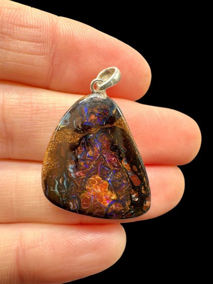 Silver pendant from Australian boulder opal