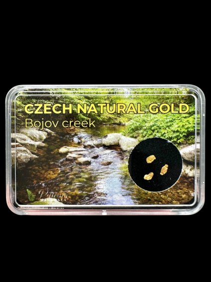 Gold in box – Bojov creek, CZ