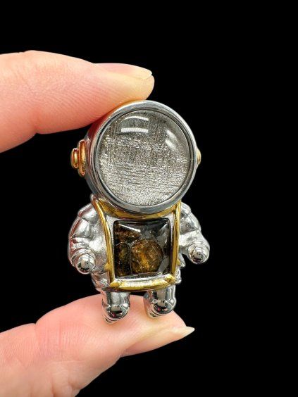 Astronaut pendant made from meteorites Aletai and Sericho