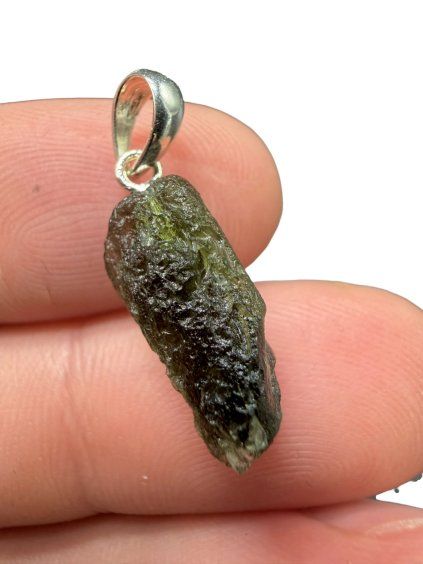 Silber Moldavit Anhänger 1,3g