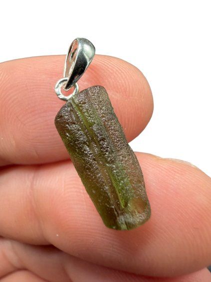 Silber Moldavit Anhänger 1g