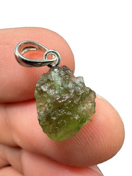 Silber Moldavit Anhänger 1g