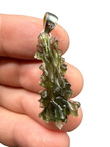 Silber Moldavit Anhänger 2,61g