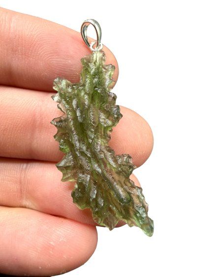 Silber Moldavit Anhänger 3,13g