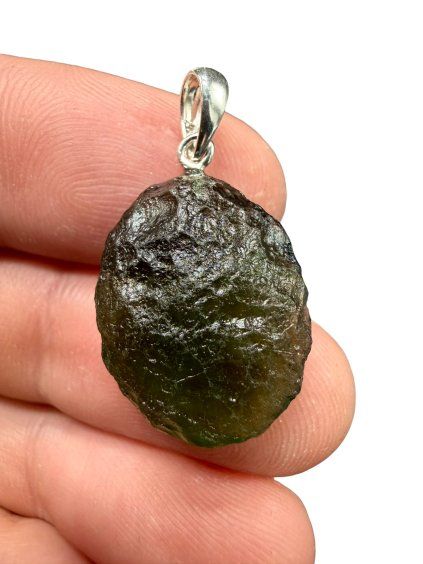 Silber Moldavit Anhänger 2,89g