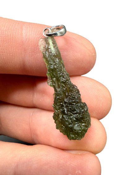 Silber Moldavit Anhänger 2,24g