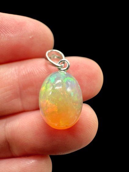 Silver faceted precious opal pendant