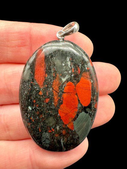 Silver pendant made of brecciated jasper