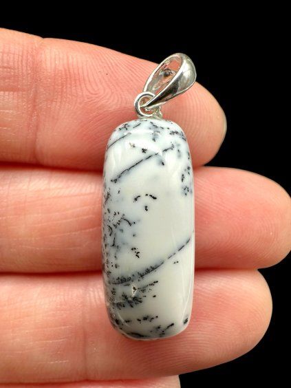 Silver pendant made of dendritic opal