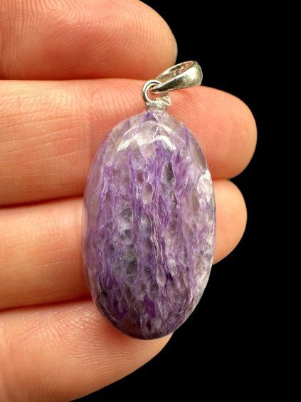 Silver pendant made of charoite