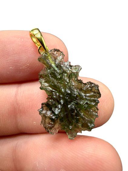 Vergoldeter Moldavit-Anhänger 2g